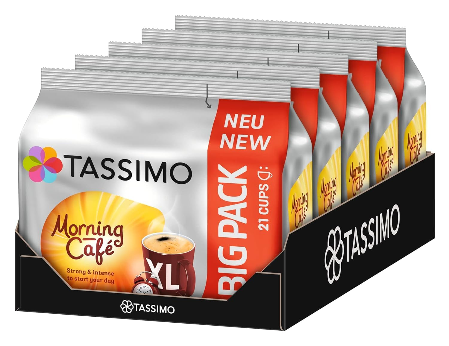 Tassimo Kapseln Moring Café XL Strong & Intense, grootverpakking, 5 x 21 pads, 105 Kaffeekapseln
