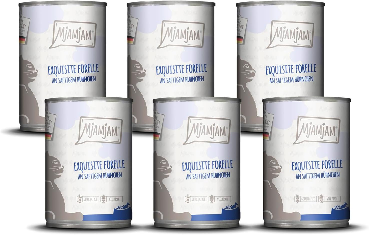 MjAMjAM - Premium natvoer voor katten - Verfijnde forel met sappige kip, 6 stuks (6 x 400 g), graanvrij