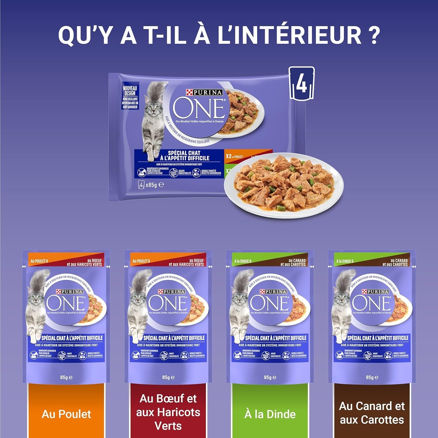 Purina One - Spezialfutter in Saus Rind/Huhn/Ente en Turkeyhn für Katzen mit Appetit, 340 g