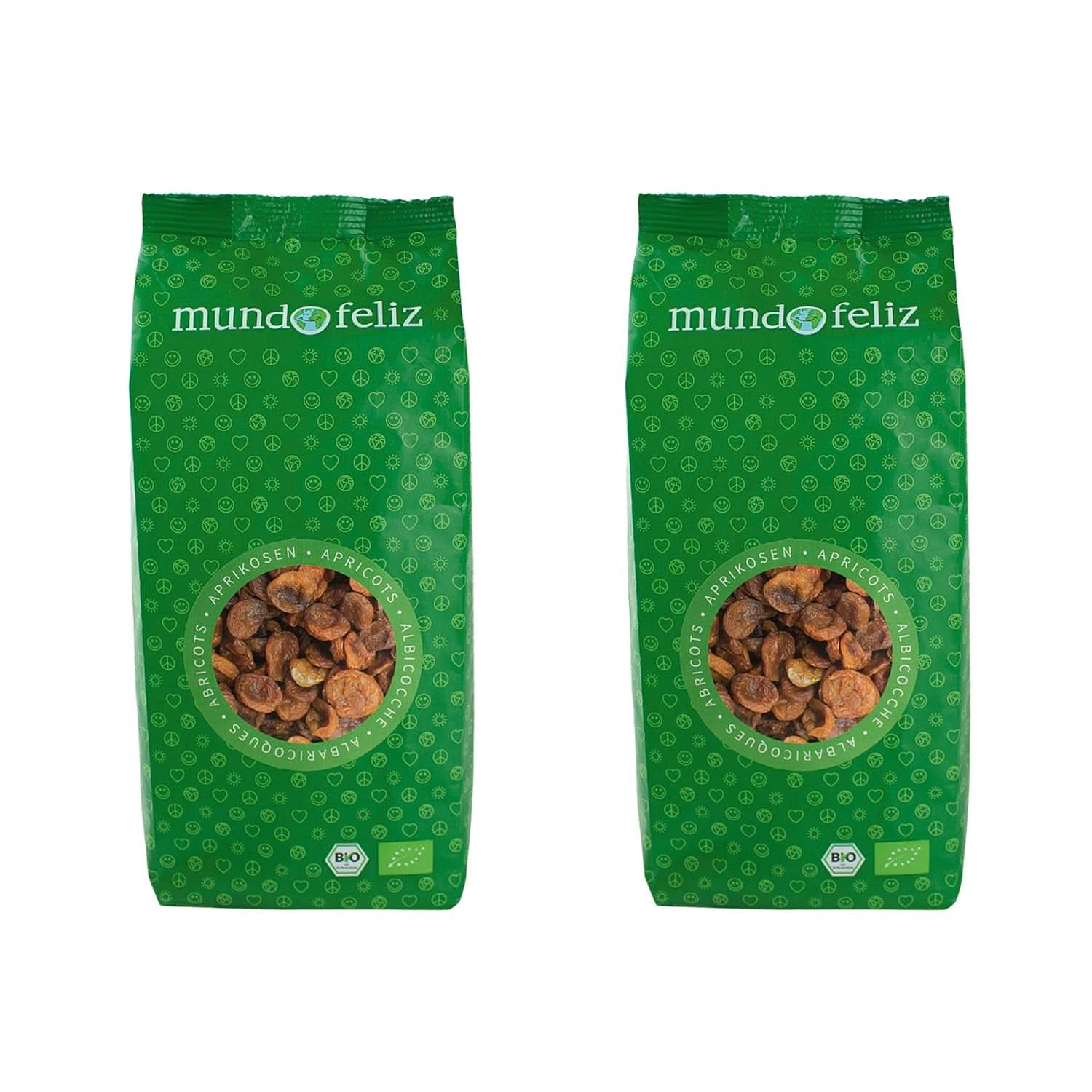 Mundo Feliz, Gedroogde abrikozen met pit uit biologische landbouw, 2 x 500 gram Naty Shop gedehydrateerde producten 2 x 500 gram