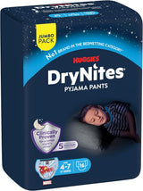 DryNites absorberende nachtelijke bedplassenluiers voor jongens 4-7 jaar (17-30 kg), jumbo maandpakket, 64 stuks