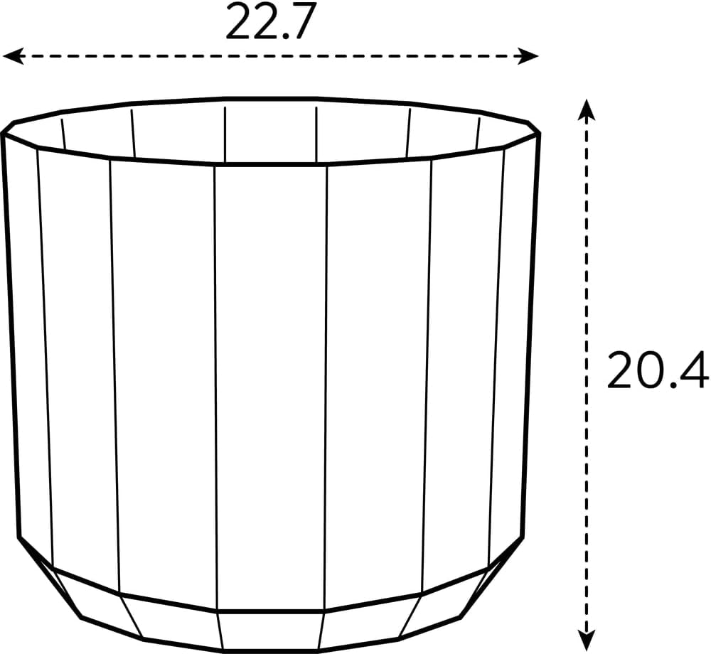 Ronde pot elho Facet 23cm - voor binnengebruik - 100% gerecycled plastic - Ø 22,7 x H 20,4 cm - Roze/Amandelroze