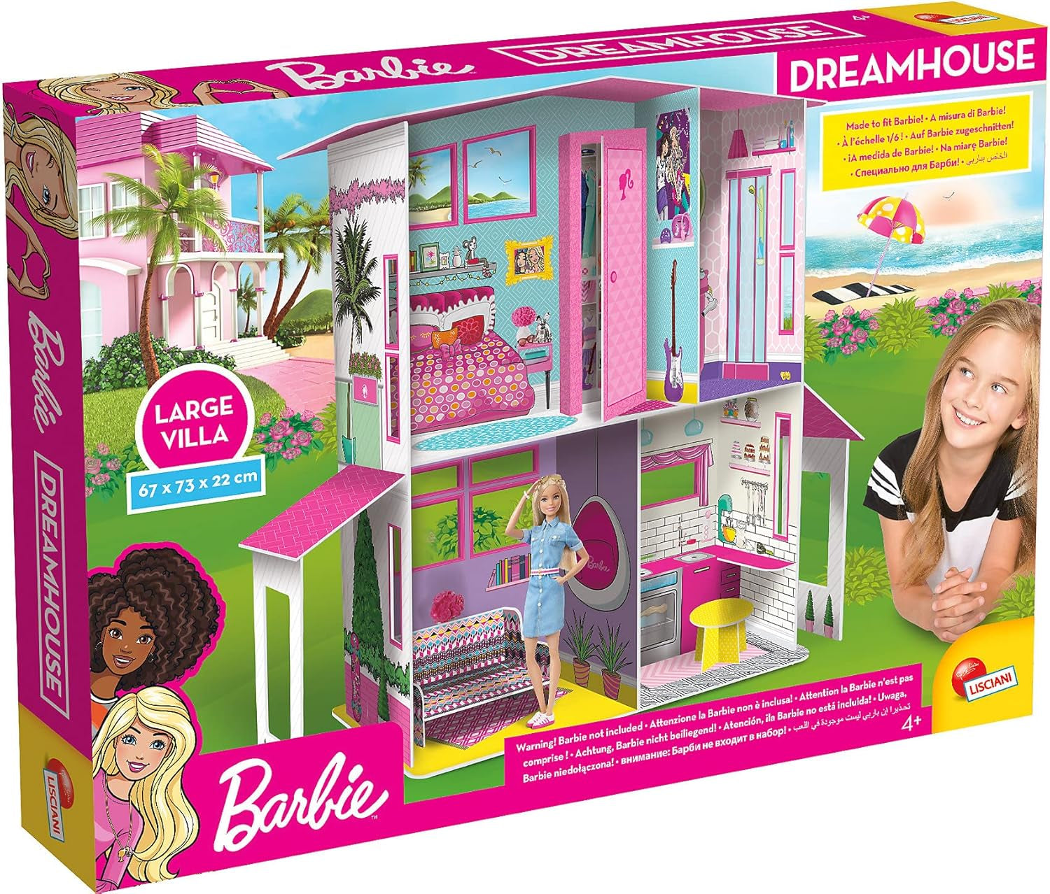 Lisciani - BARBIE poppenhuis - Barbie droomvilla op twee verdiepingen - 3D-huis om te bouwen, in te richten en te ontwerpen - Creatief knutsel- en constructiespeelgoed voor kinderen vanaf 4 jaar Poppenhuizen Naty Shop