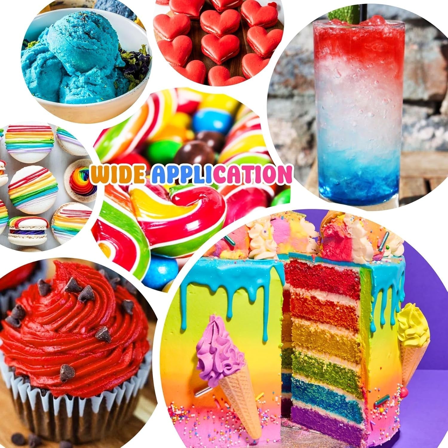 Gelvoedselkleuring - 7 x 15 ml geconcentreerde regenboogkleurige voedselkleuring voor taartdecoratie, bakken, koekjes, macarons - suikervrije voedselkleuring voor drankjes, taartdecoratie, slijm DIY