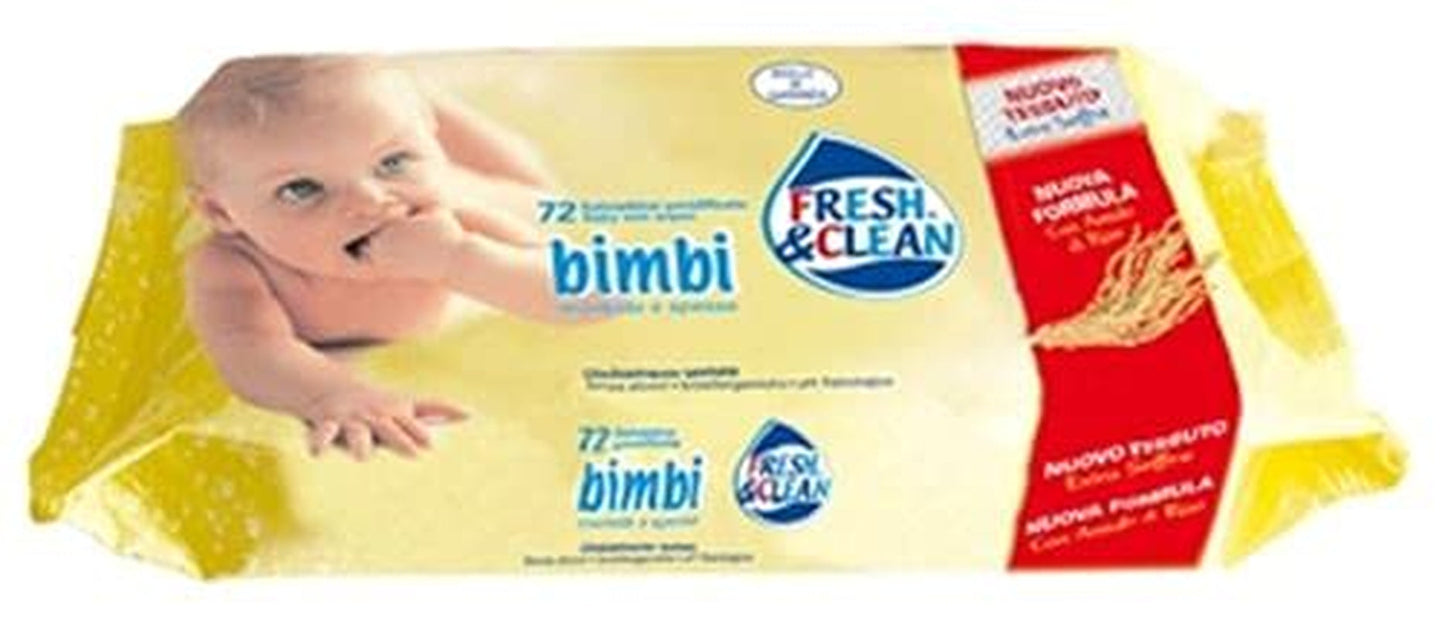 Fresh Clean babydoekjesset, 12 x 72 stuks, navullingen, geel, voor hygiëne en babyverzorging