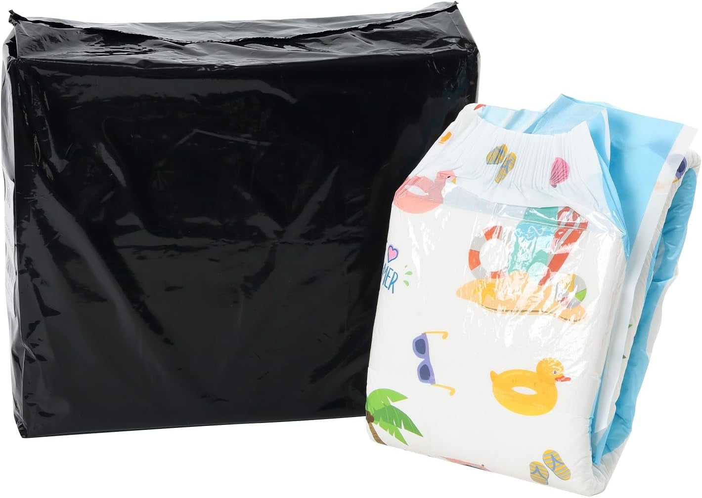 CutiePlusU luiers voor volwassenen, 10 stuks, wegwerpluiers voor dames en heren, maximaal absorptievermogen 's nachts - I Love Summer (middelgrote maat 71-96 cm)