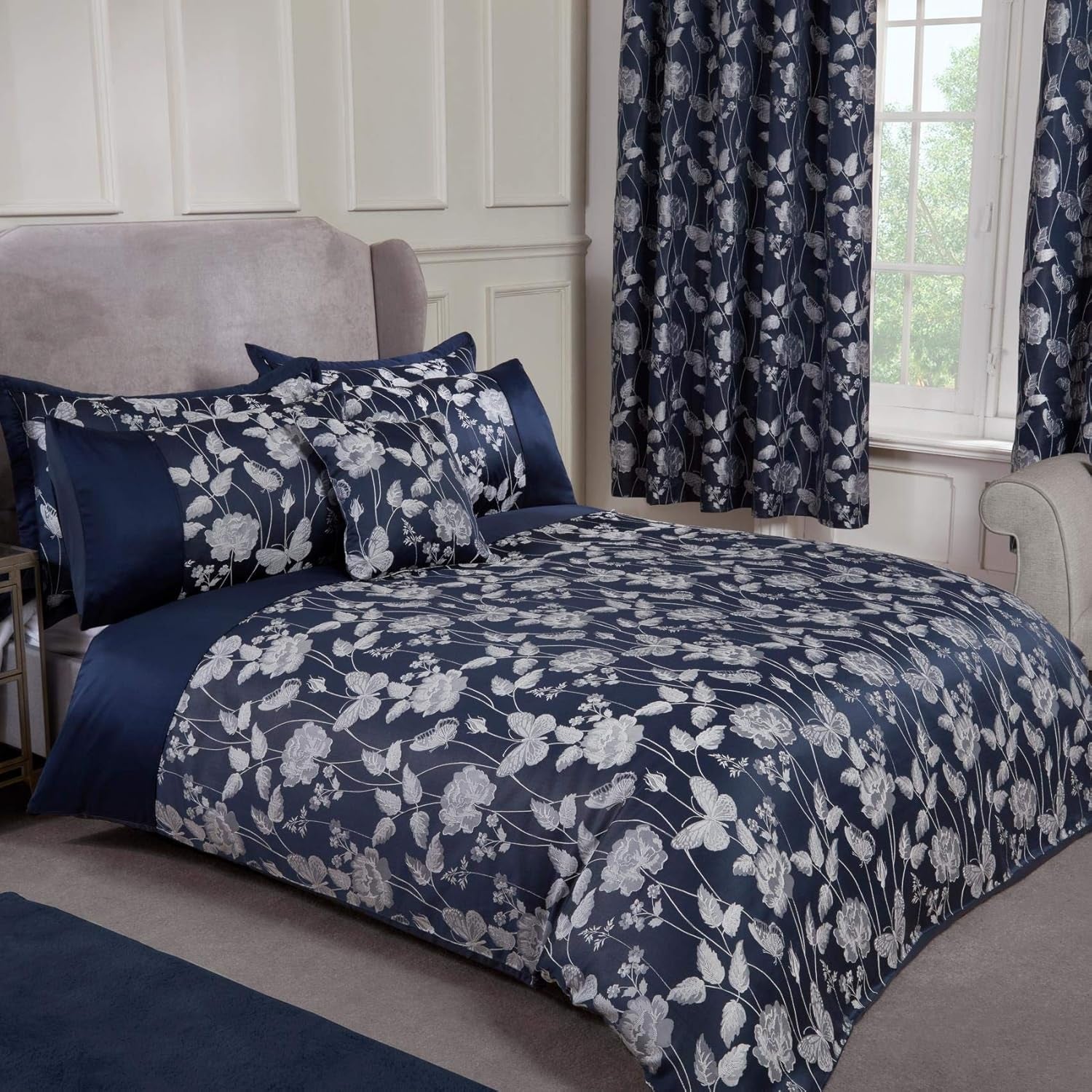 Butterfly Meadow-dekbed voor superkingsizebed, 100% polyester, marineblauwe dekbedden en quilts Naty Shop