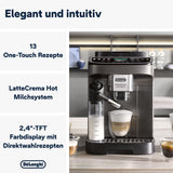 De'Longhi Magnifica Evo Next - Perfetto volautomatische espressomachine met LatteCrema melkopschuimer, 13 One-Touch-drankjes, koffie- en cappuccinomaker, kleurentouchscreen, titanium (ECAM312.80.TB)