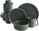 Zuma 16-delige ronde bestekset, borden, schalen, kopjes, besteksets, servies voor vier (16-delig), groen