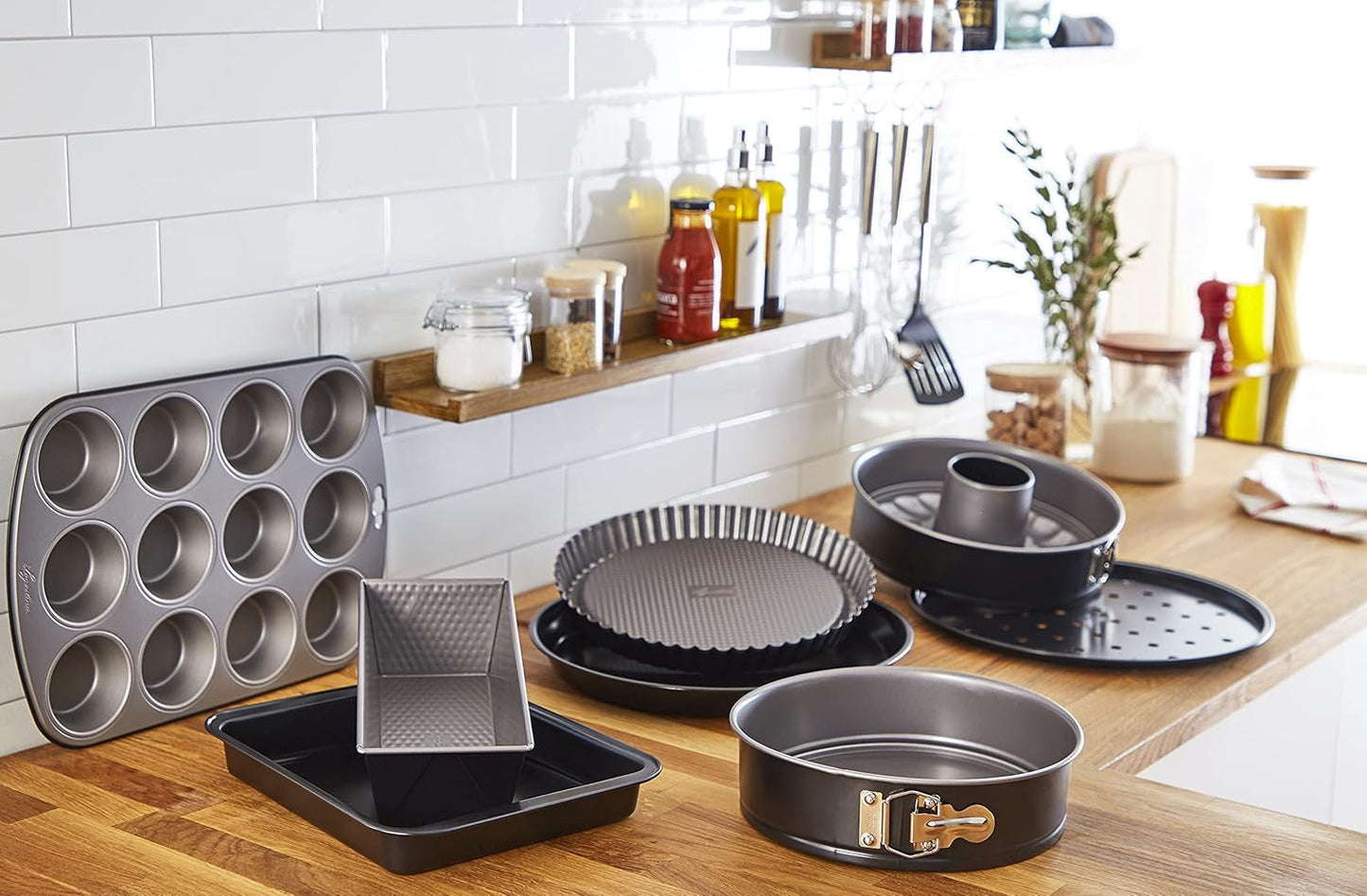 Gustosa Backform 12 Muffin Aus Stahl, Antihaftbeschichte, Für Backofen, Schwarz, 38 X 27 Cm Vormen en bakplaten Naty Shop