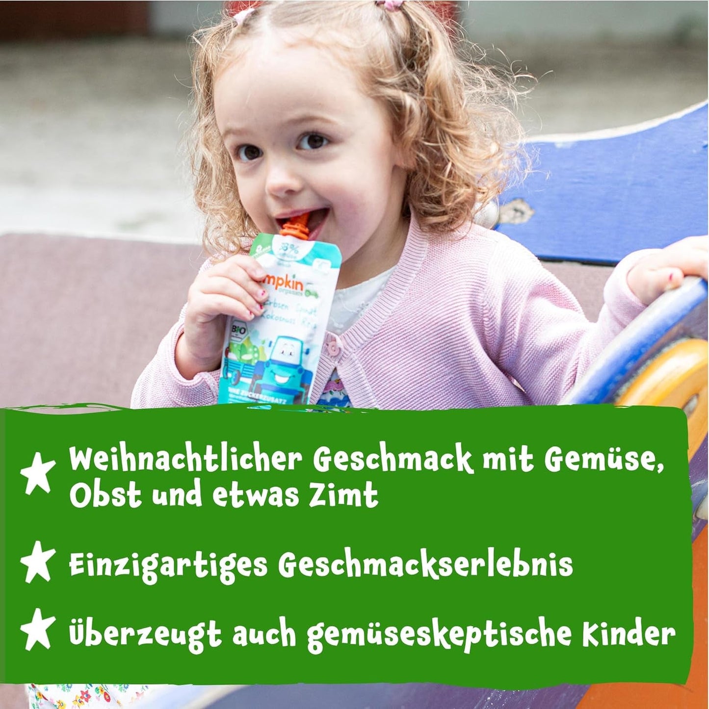 Pumpkin Organics Bio Gemüse-Getreide-Quetschie Kürbis, Birne, Apfel, Pflaume, Hafer ohne Zuckerzusatz¹ - ab 8 Monaten - als Snack of Beikost für unterwegs (100g)