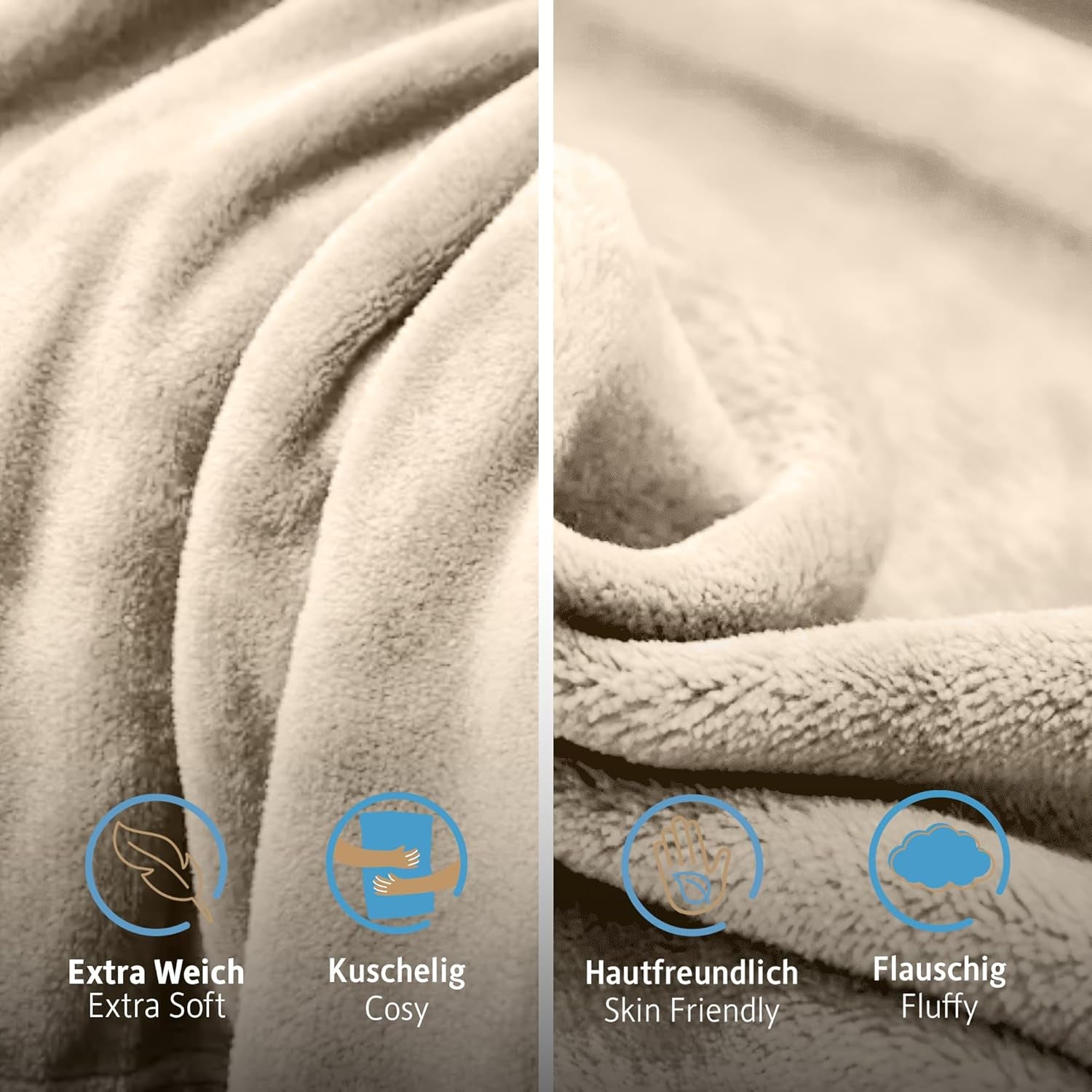 Komfortec donzige deken, comfortabele deken, fleecedeken, Oeko-Tex gecertificeerd, superzacht, 150X200 Cm, 260 G/M², beige Bedden en dekens Besuche den Komfortec-Store