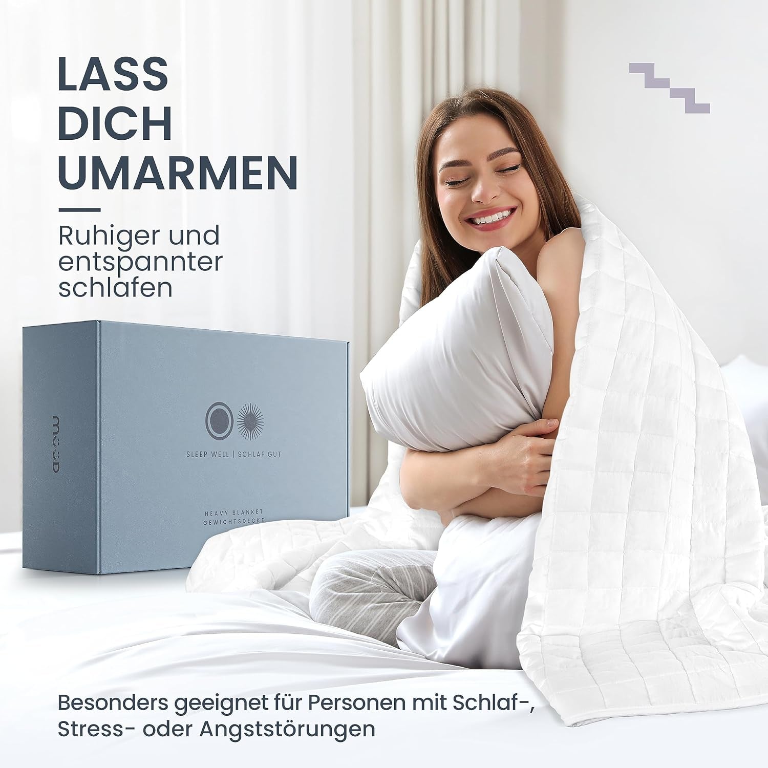 Therapeutische deken van 7 kg I 135X200Cm I Voor een goede nachtrust I Hoogwaardige verzwaringsdeken van ademend katoen I Stressverlichtend en therapeutisch - Inclusief verpakkingsdoos met draaggreep Bedden en dekens Besuche den mÃ¼Ã¼d-Store