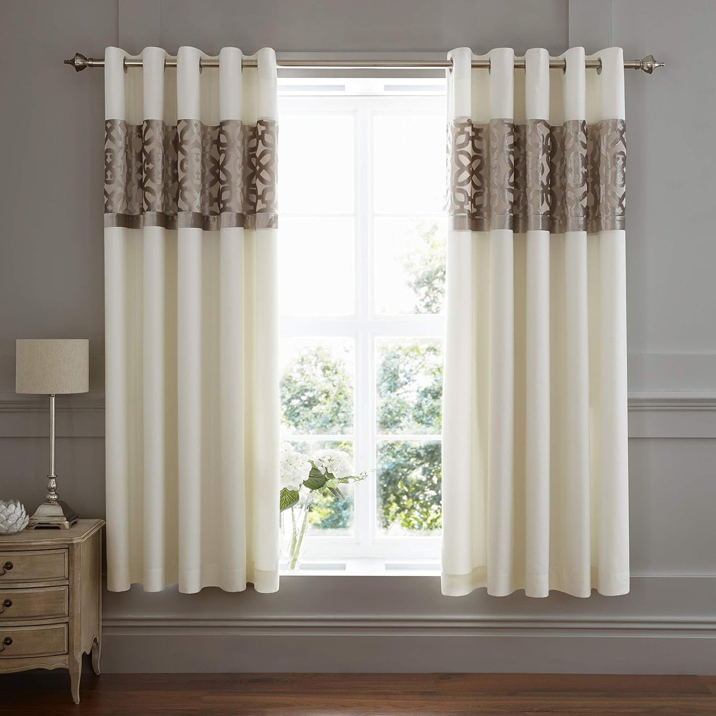 Catherine Lansfield Lattice Cut Velvet, natuurlijk, bedovertrek - 220X230Cm Catherine Lansfield bedden en hoezen H183 X B168 cm (pak van 2)