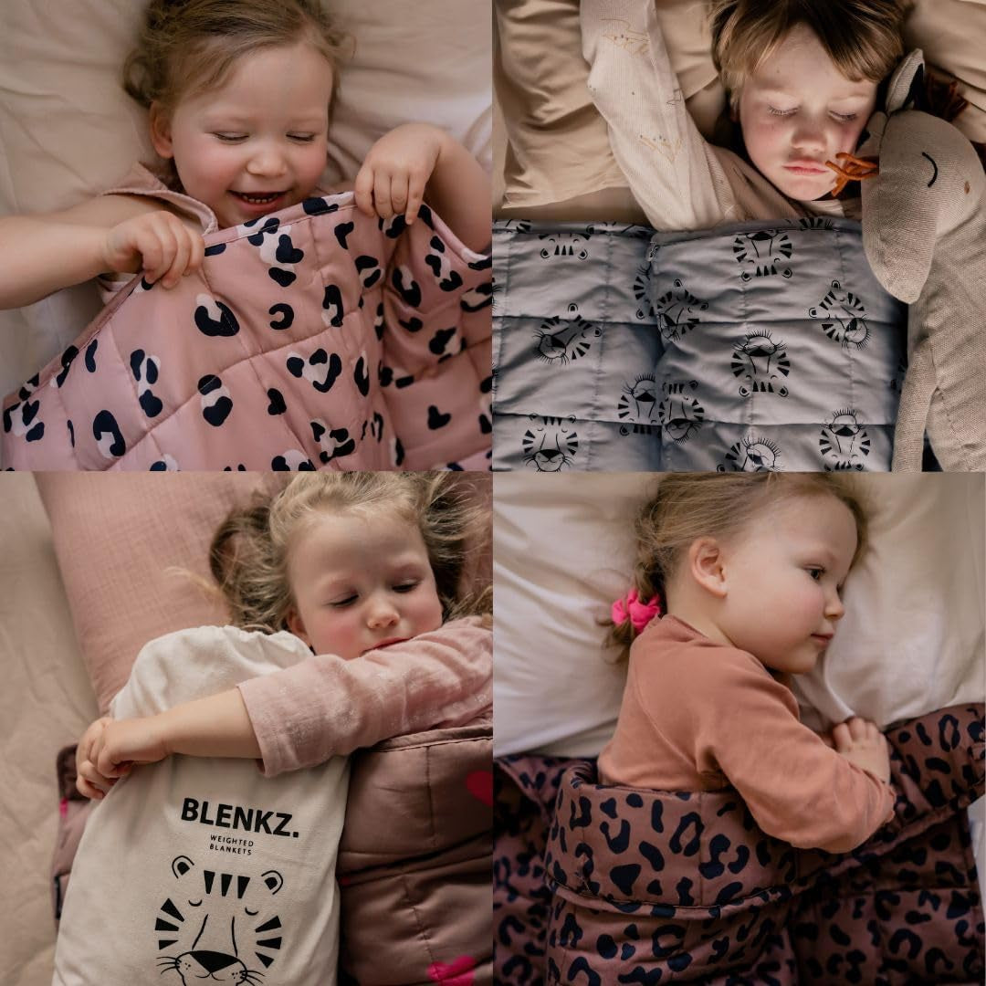 Verzwaarde babydeken | 3,5 kg | 100X150Cm | Therapiedeken | Verzwaarde dekens | Zware deken (blauw tijgergezicht, 3,5 kg - 100 x 150 cm) BLENKZ bedden en dekens.