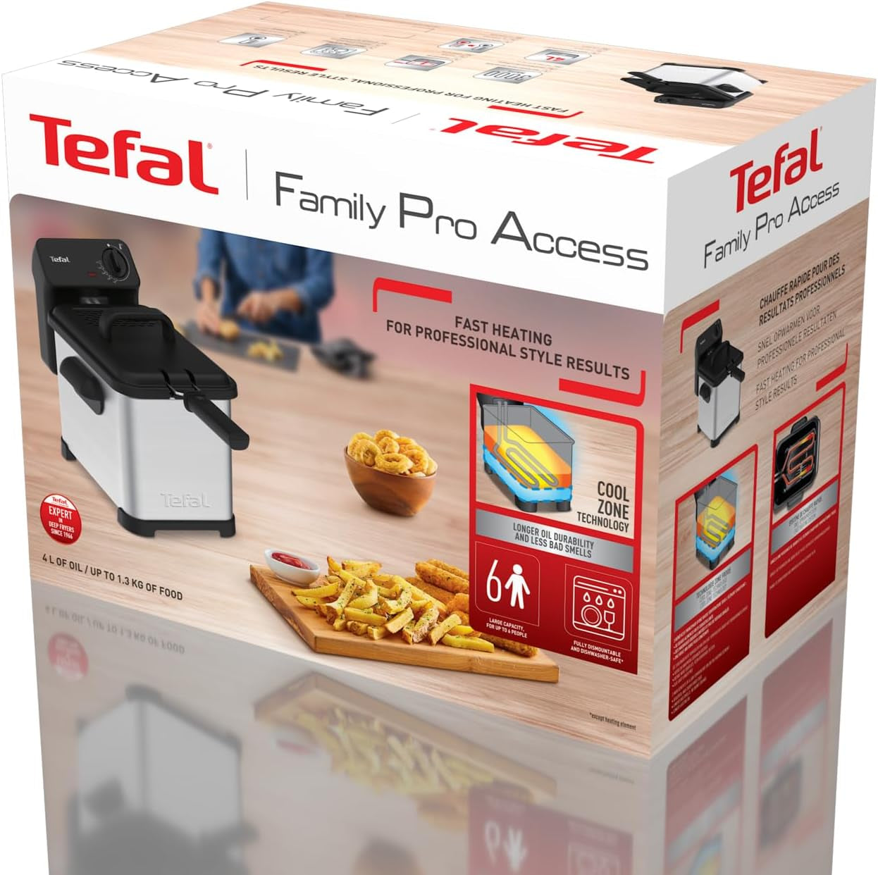 Tefal Family Pro Access 4.0L, 3000 Watt, semi-professioneel, met olie, afneembare olietank, koelzonetechnologie Apparaten Naty Shop