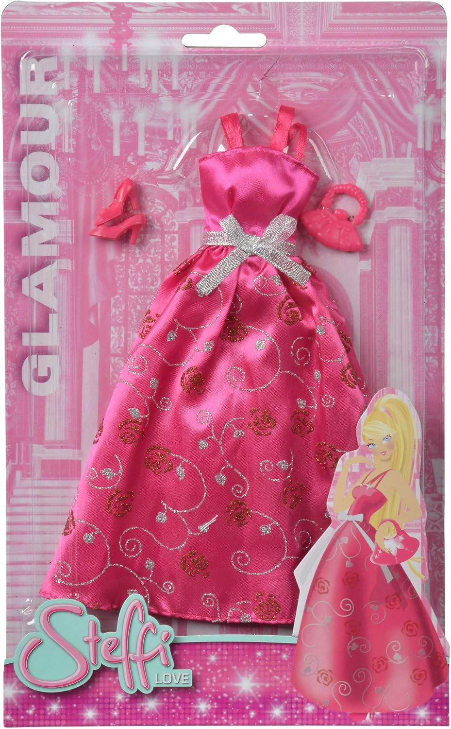 Simba 105723369 - Steffi Love Glamour / poppenkledingset / 3 verschillende items / Er is slechts één item inbegrepen / Baljurk voor alle poppen van 29 cm / Pop niet inbegrepen