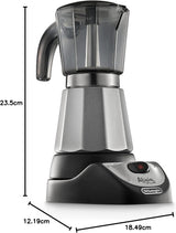 De'Longhi Alicia Plus EMKM6.B Moka Pot (360° draaibaar, 550 W) Zilver-zwart