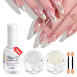 Saviland Chrome nagelpoederset - roze laser chroom nagelpoeder spiegeleffect laser nagelkunst, nagelglitter manicure decoratief poeder met sponssticks, nagelglitterpoeder nagelsalon