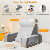 Groot leeskussen met afneembare neksteun en armleuningen, rugkussen voor bed, ergonomisch rugkussen met arm, zak en wasbare hoes voor lezen en tv kijken.