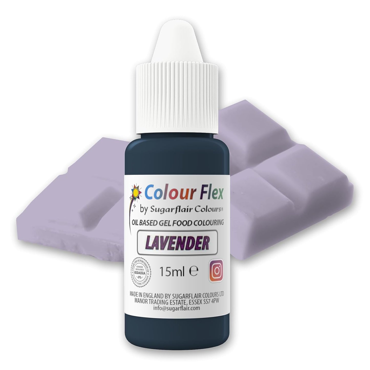 Sugarflair Colourflex Oil Based Food Coloring Lavendel, hooggeconcentreerde vloeibare kleurstof voor botercrème, chocolade, deeg, fondant, glazuur en meer - 15ml