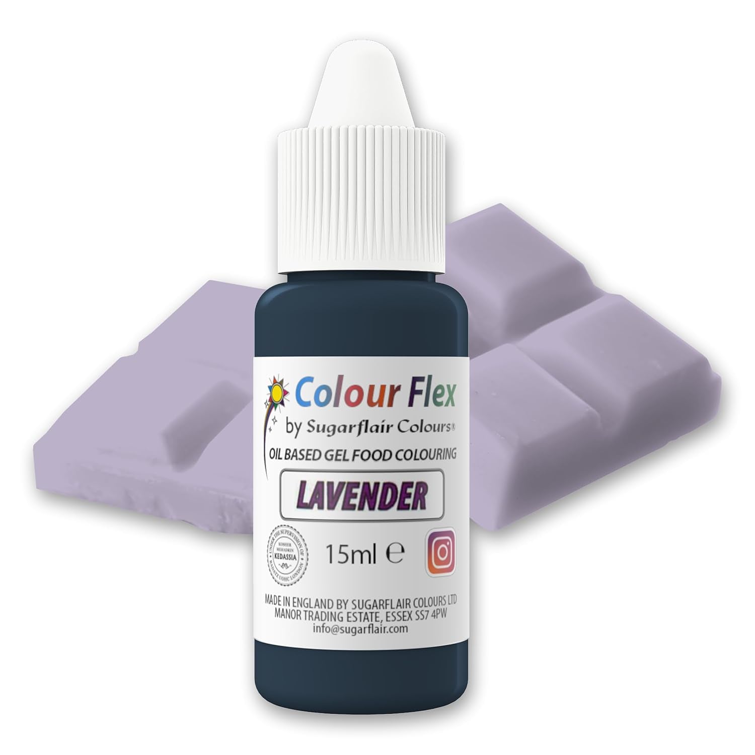 Sugarflair Colourflex Oil Based Food Coloring Lavendel, hooggeconcentreerde vloeibare kleurstof voor botercrème, chocolade, deeg, fondant, glazuur en meer - 15ml