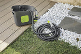 GF SRL, Aquapop Grey Pro 15, zelfverlengende gevlochten slang Made in Italy, met stevige plastic container, ergonomische mini-tuinsproeier, aansluitingen voor tuinirrigatie, donkergrijs