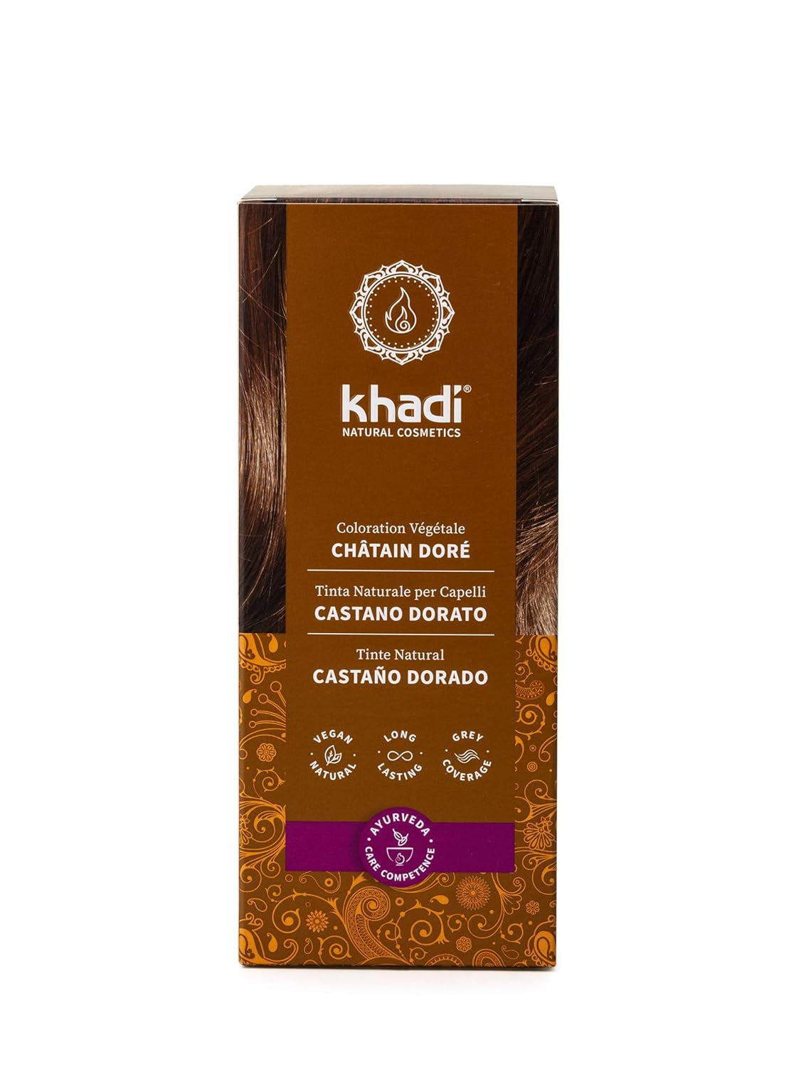 khadi GOLDBRAUN kruidenhaarkleur, haarkleur van helder amber tot zacht en glanzend goudbruin, 100% plantaardige natuurlijke haarkleur, natuurlijk en veganistisch, gecertificeerde natuurlijke cosmetica, 100 g Naty Shop haarverf