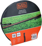 BLACK+DECKER Tuinslang 15 meter - Ø13MM - Duurzaam PVC - Tuin besproeien, auto wassen, zwembad vullen - Compatibel met elke standaard kraan - Zwart/Oranje