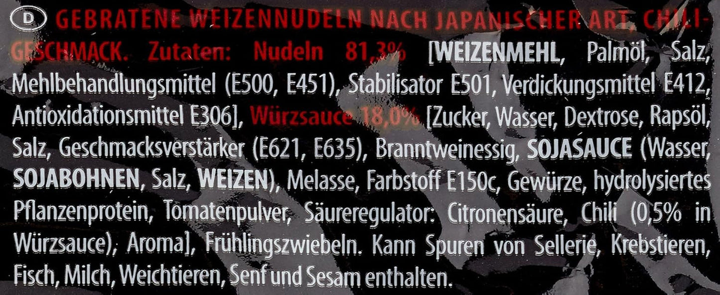 Gebakken Nissin-tarwenoedels met chilismaak, 111 g