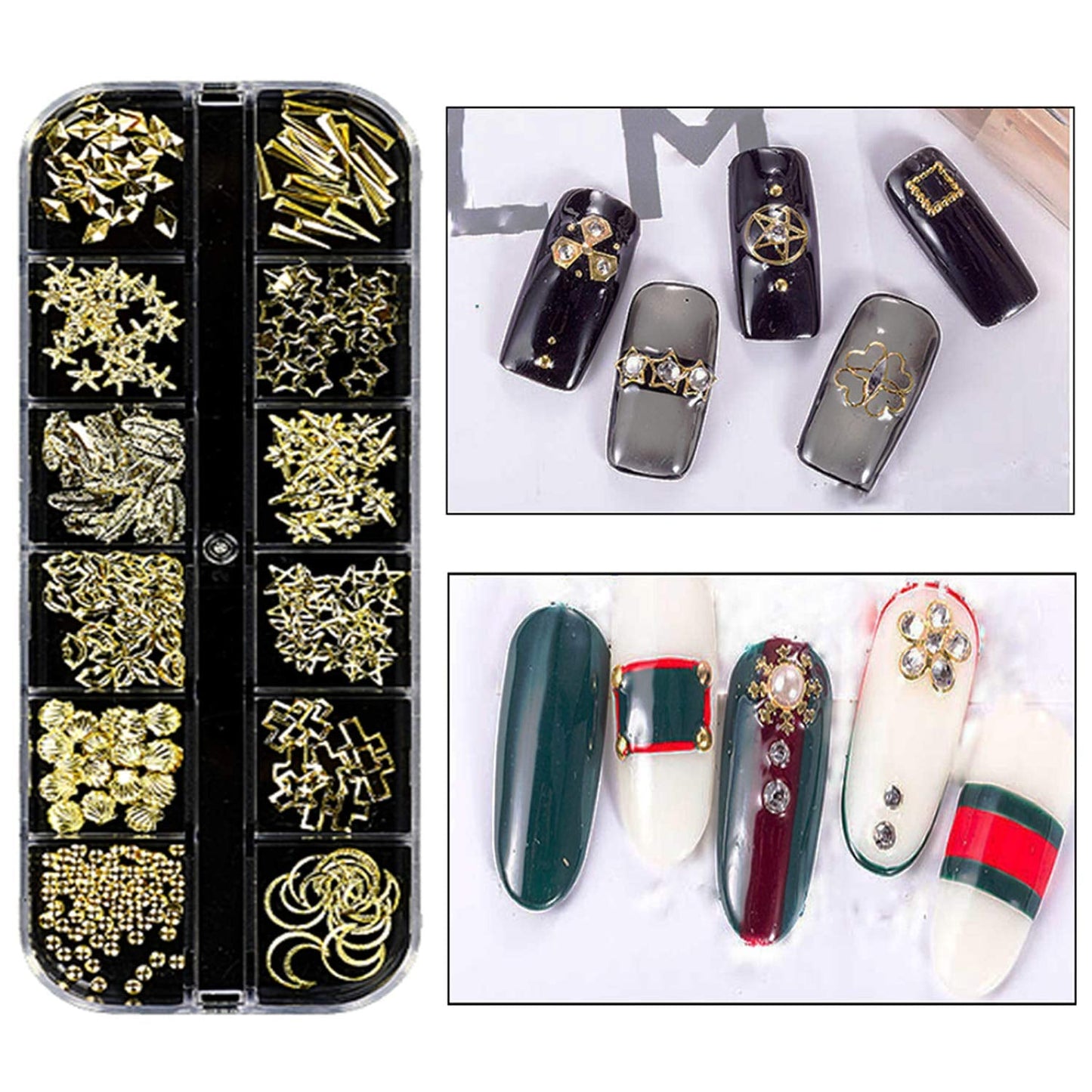 8 Boxen Nail Art Strass Kit - Nail Art Gemischt Strass Set, Nagel Kunst Strasssteine ​​Gems Perlen Edelsteine ​​Bunt Pferdeaugen Strass voor Nageldesign Zubehör Met 1 Pinzetten en 1 Strass Picker voor DIY
