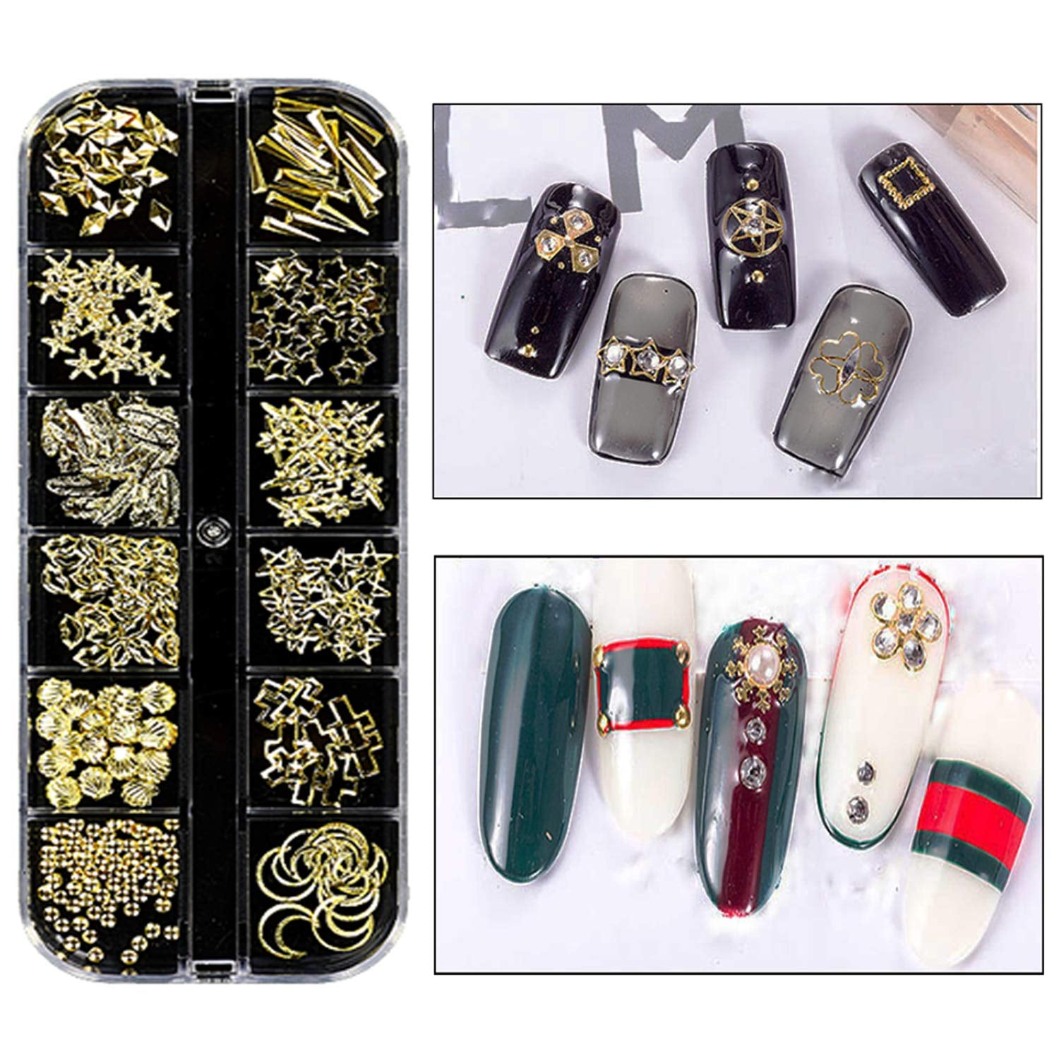 8 Boxen Nail Art Strass Kit - Nail Art Gemischt Strass Set, Nagel Kunst Strasssteine ​​Gems Perlen Edelsteine ​​Bunt Pferdeaugen Strass voor Nageldesign Zubehör Met 1 Pinzetten en 1 Strass Picker voor DIY