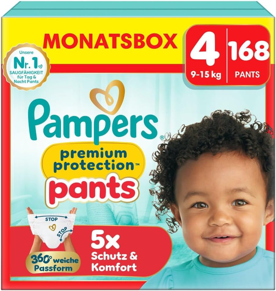 Pampers Premium Protection Broekje maat 5, 144 luiers, 11kg - 17kg, met 360° aanpassing en zachte anti-lek manchetten voor optimaal comfort en bescherming