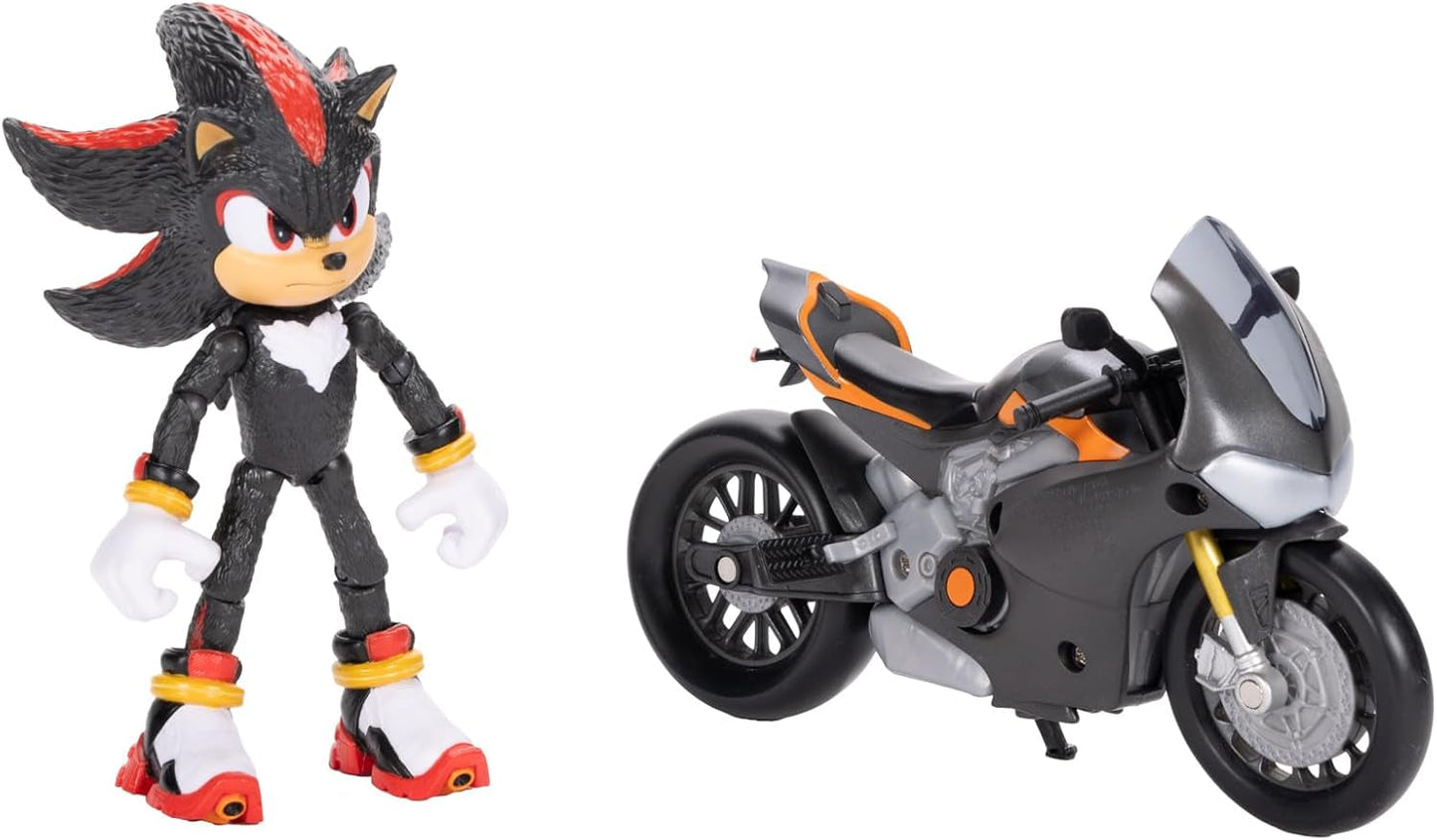 Sonic 3 The Movie Shadow-figuur, 15 cm, beweegbaar, inclusief Shadow Mobile van Jakks Pacific, akoestisch, zwart actiefiguren Naty Shop