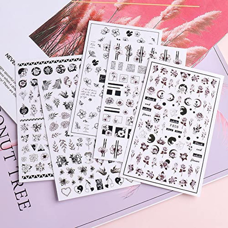 JMEOWIO Nagelsticker Frühling Blumen 10 Blätter Nagelaufkleber Selbstklebend Nail Art Decoratie Nageldesign Zubehör Für Frauen Mädchen
