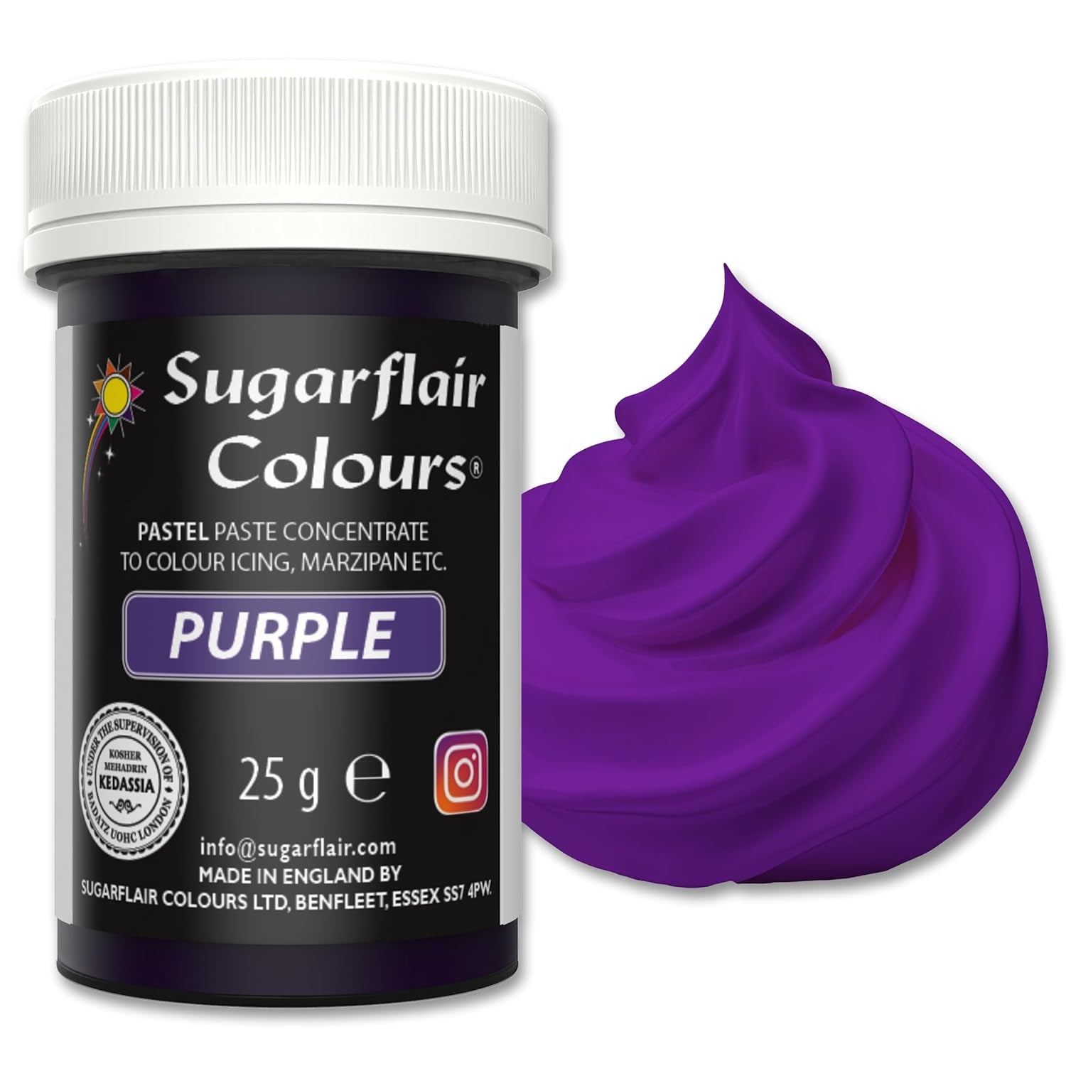 Sugarflair kleurstof voor pasta, pastelpaarse kleur, kleurstof voor pasta, fondant en marsepein, spectraal geconcentreerde kleuren - 25g
