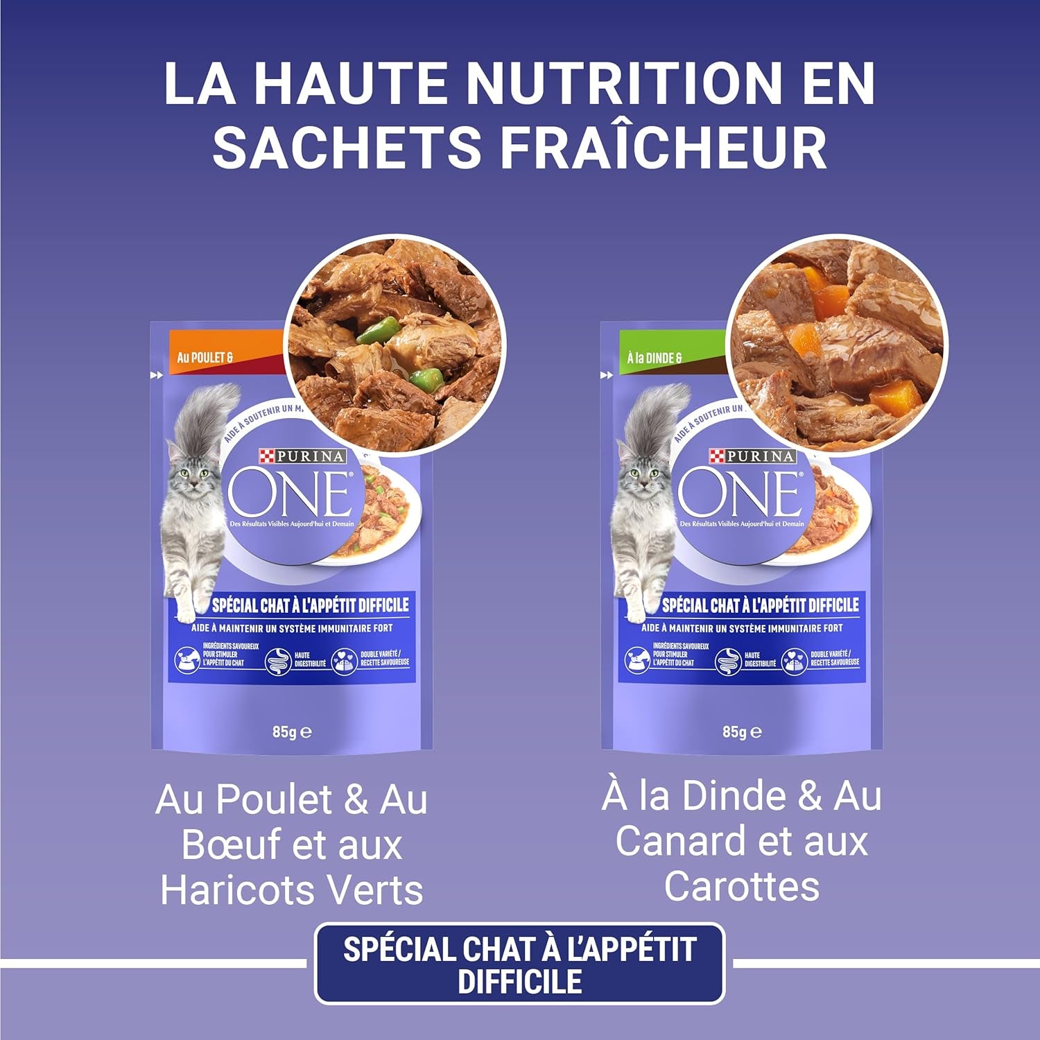 Purina One - Spezialfutter in Saus Rind/Huhn/Ente en Turkeyhn für Katzen mit Appetit, 340 g