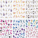 6 Blatt 3D Lila Schmetterling Nagelstickers Selbstklebend Nagelaufkleber Schmetterlinge Nagelsticker Bunte Blühen Marmor Nagelstickers Regenbogen Welle Linien Nail Art Aufkleber Nageldesign Zubehör