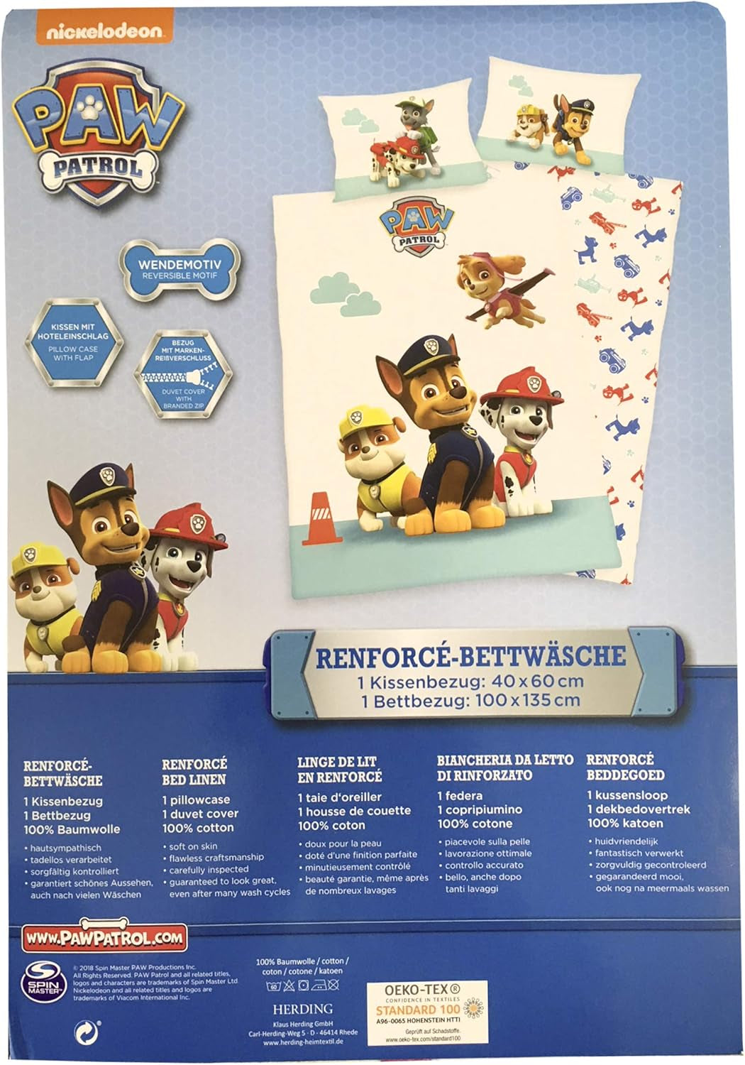 PAW Patrol kinderbeddengoedset, omkeerbaar Beddengoed - kinderen Naty Shop