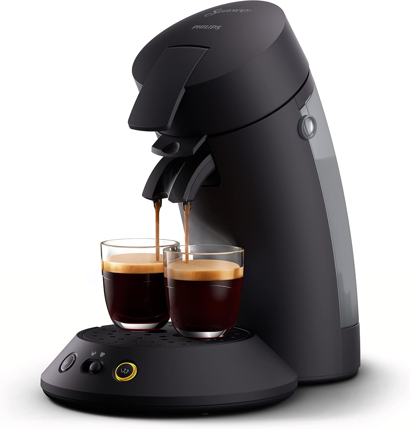 PHILIPS Original Plus Eco capsule-espressomachine, selectie van koffie-intensiteit, Coffee Boost-technologie, 80% gerecycled plastic*, 45% lager energieverbruik**, 2 kopjes tegelijk, pianozwart (CSA210/22)