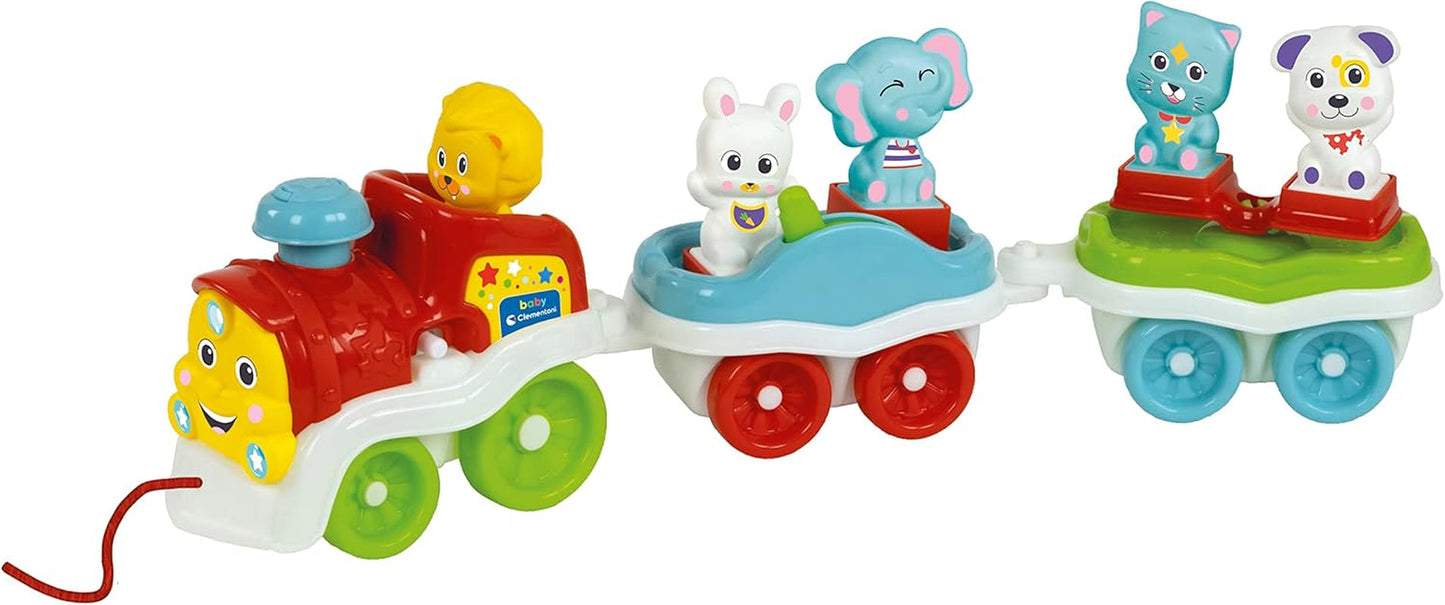 Clementoni Animali-3 Pratend interactief uitbreidbaar elektrisch treinspeelgoed voor 1-jarige baby (Italiaanse versie) Made in Italy Veelkleurig 17740 Jucarii Bebe Naty Shop