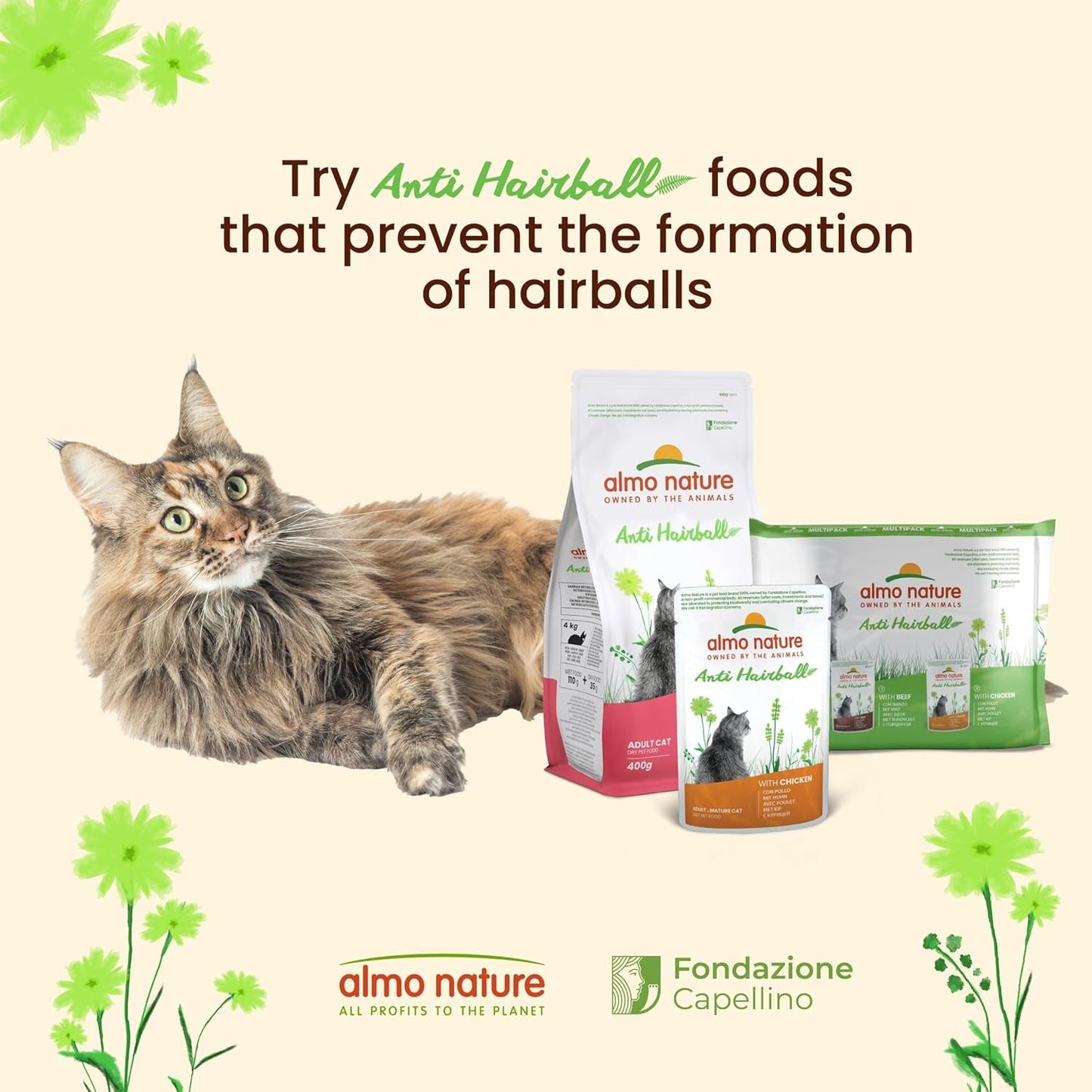 Almo Nature Functional - Anti-haarballen - Natvoer voor volwassen en volwassen katten - met puppy's - Bestrijdt de vorming van haarballen - 70 g (pak van 30)