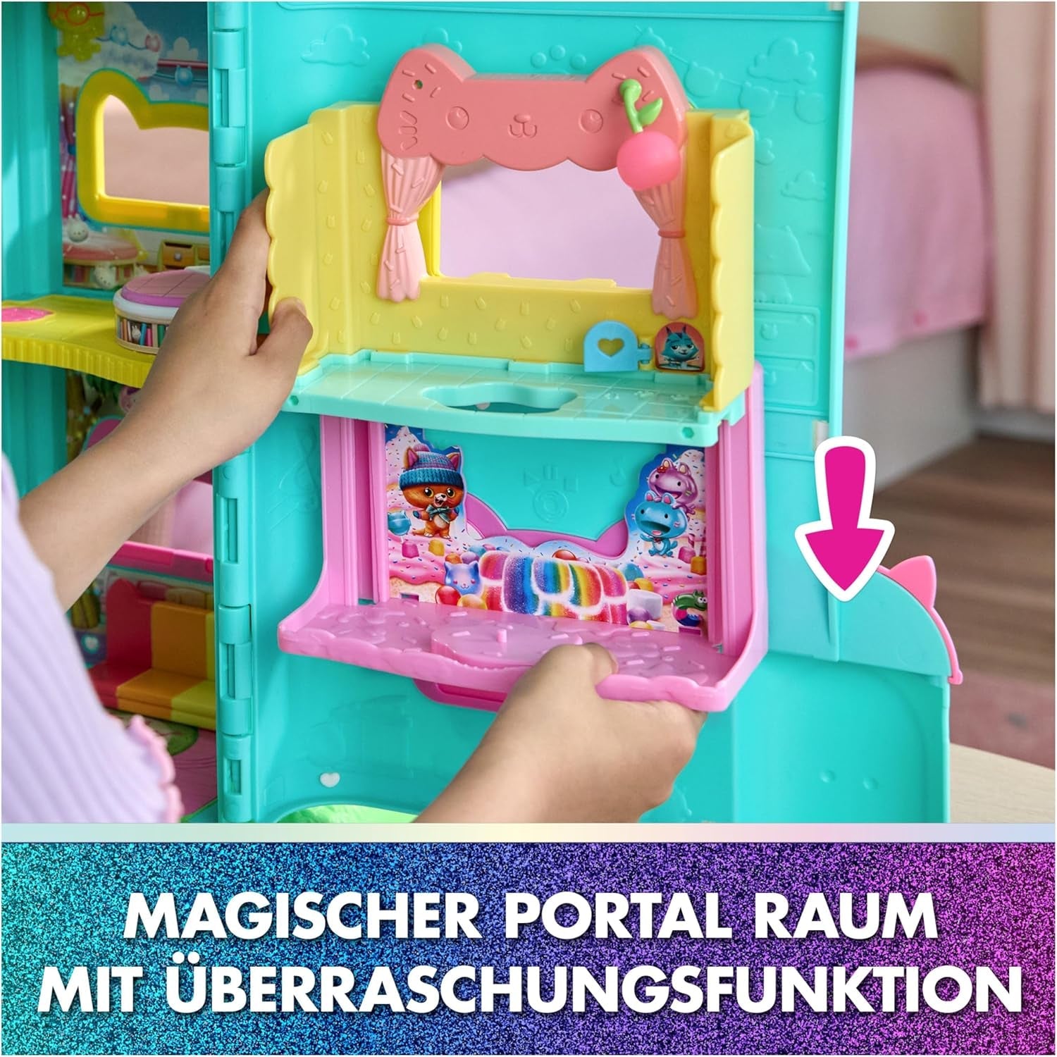DREAMWORKS GABBY'S POPPENHUIS: DE FILM - Portaalkamer Kuchi's met suiker bestrooide keuken met figuur en accessoires, voor kinderen vanaf 3 jaar