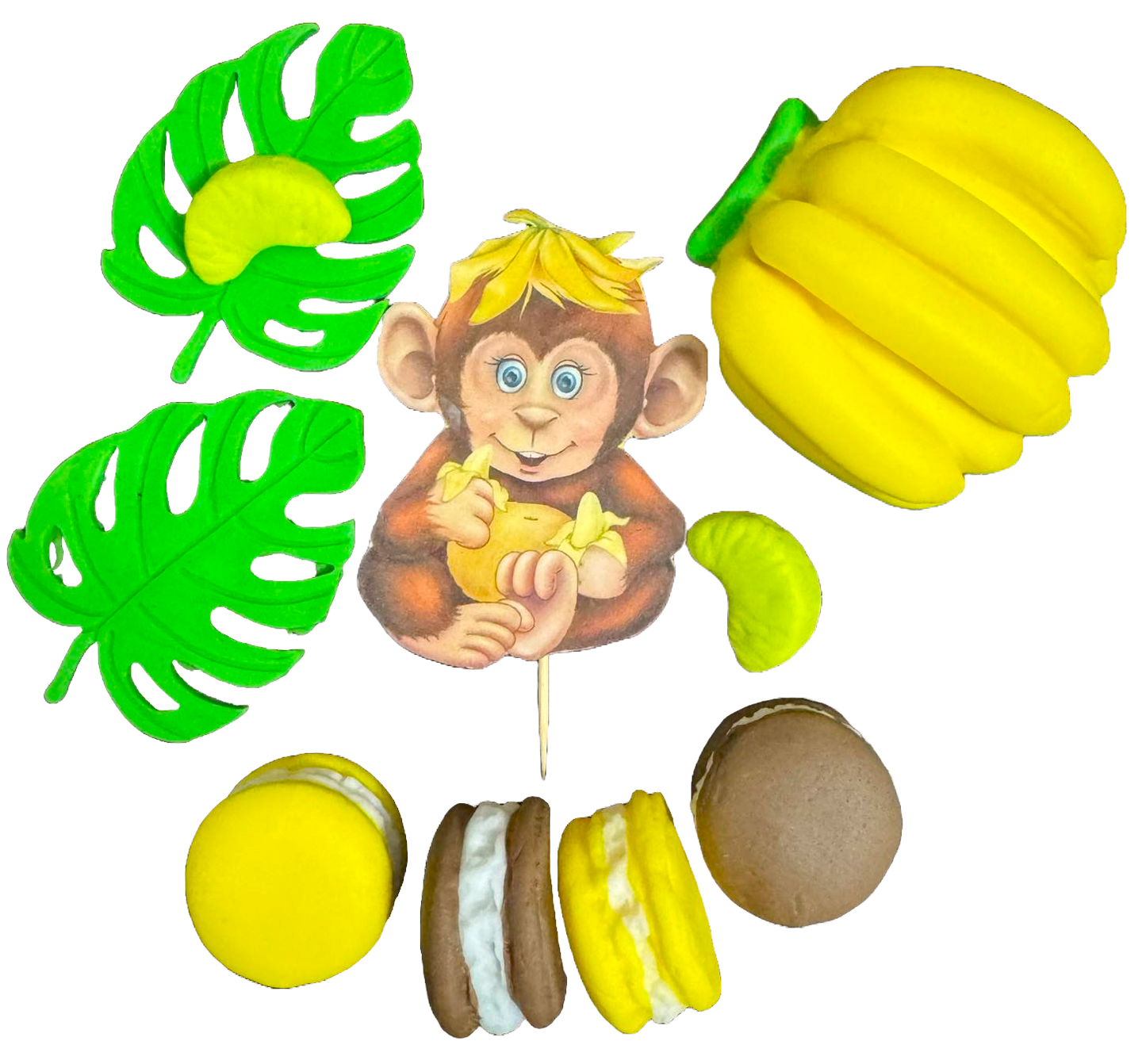 Set van 10 eetbare suikerdecoraties, Maimuta Sugar Paste Decorations Nati Shop