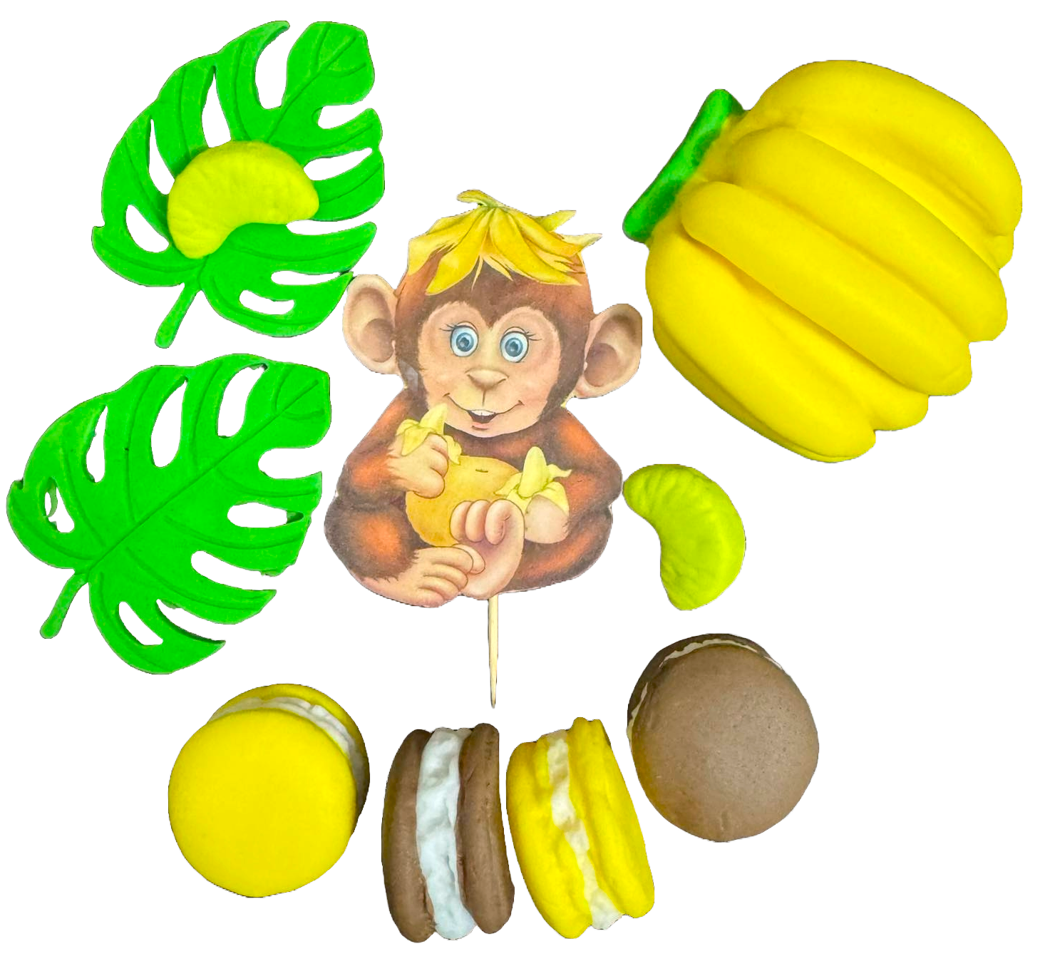 Set van 10 eetbare suikerdecoraties, Maimuta Sugar Paste Decorations Nati Shop