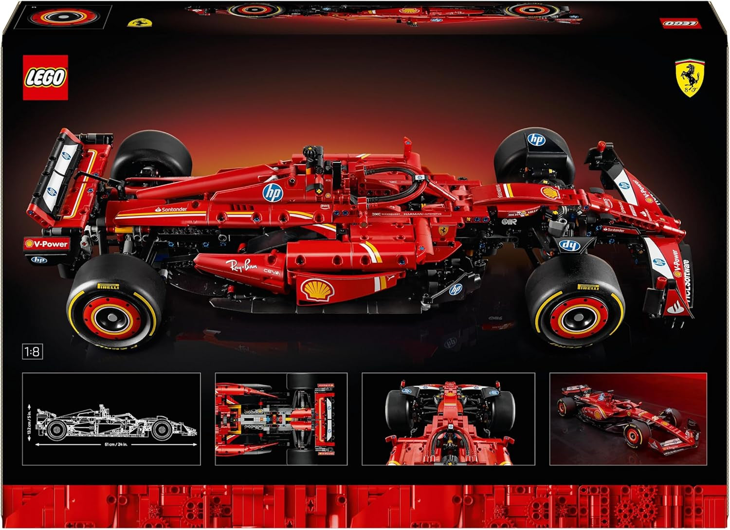 LEGO Technic Ferrari SF-24 F1 Raceauto - Modelauto voor volwassenen - Formule 1 verzamelset - V6-motor, versnellingsbak, stuurinrichting en DRS op schaal 1:8 - Cadeau voor fans van motorsport en racewagens 42207 Bouwsets Beuche den LEGO-Store
