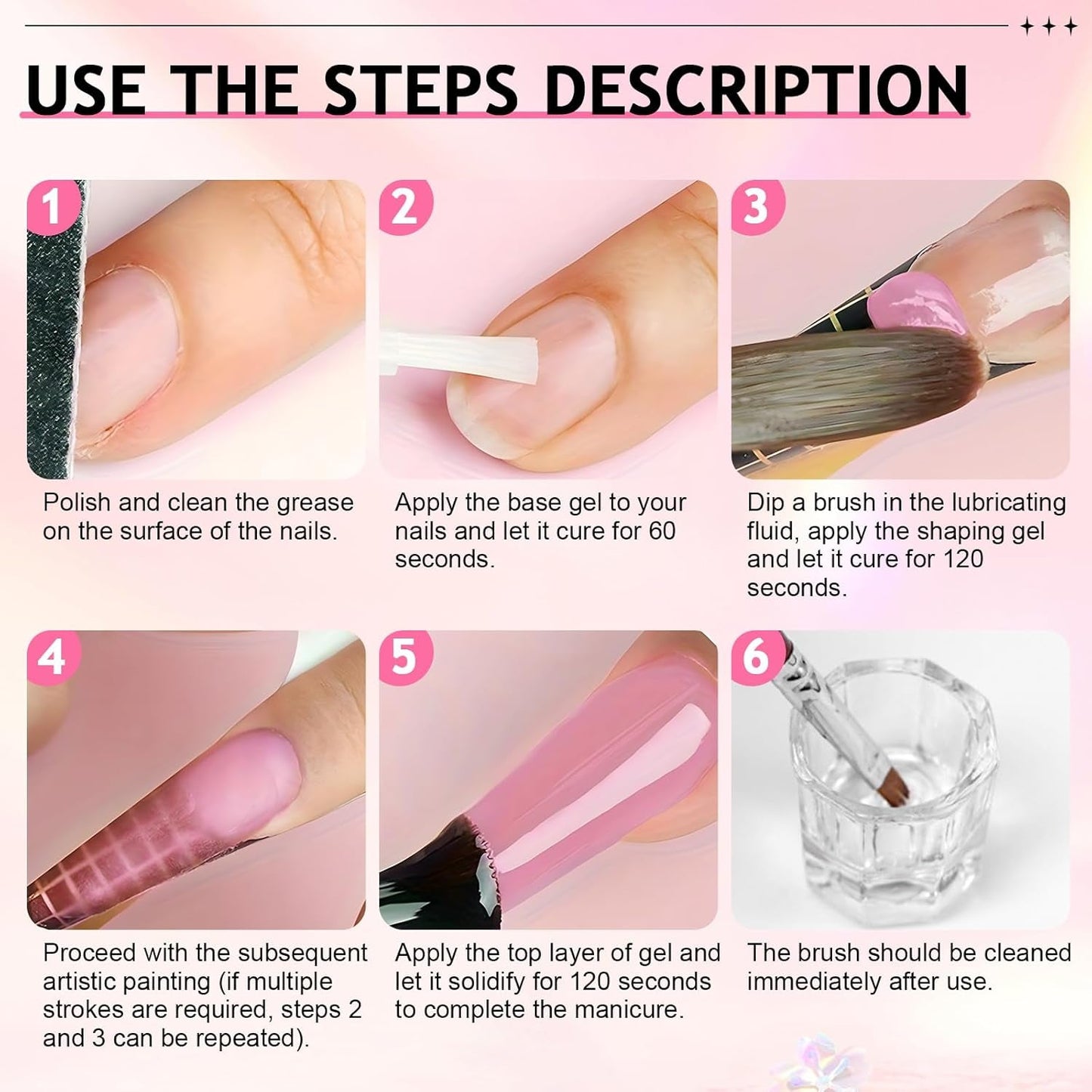 Polygel nageloplossing, polygel slipoplossing nagelkit, polygel vloeibare nageloplossingen 75 ml, 5 nageltipclips, 3 nagelborstels, 1 kristallen beker, 100 reinigingsvellen