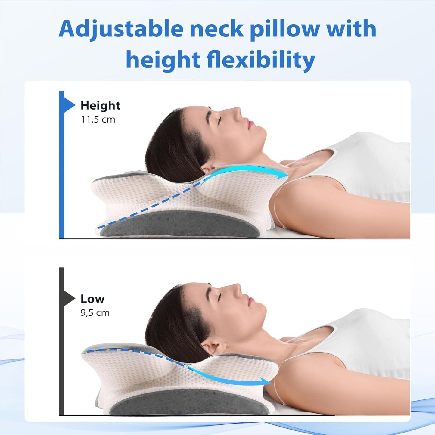 MULISOFT Memory Foam Kussen, Comfortabel Hoofdkussen, Neksteunkussen, Ergonomisch Zijslaperkussen (Grijs) Cervicale Orthopedische Kussens Naty Shop