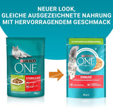 PURINA ONE STERILCAT Katzenfutter nass, zarte Stückchen in Sauce für sterilisierte Katzen, met Turkije, 26er Pack (26 x 85g)
