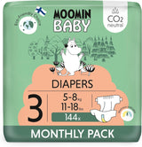 Moomin Baby Eco-luiers, maat 3, 5-8 kg, 48 stuks, premium zachte luiers | Zacht en huidvriendelijk, ademend, absorberend, geen onnodige chemicaliën |